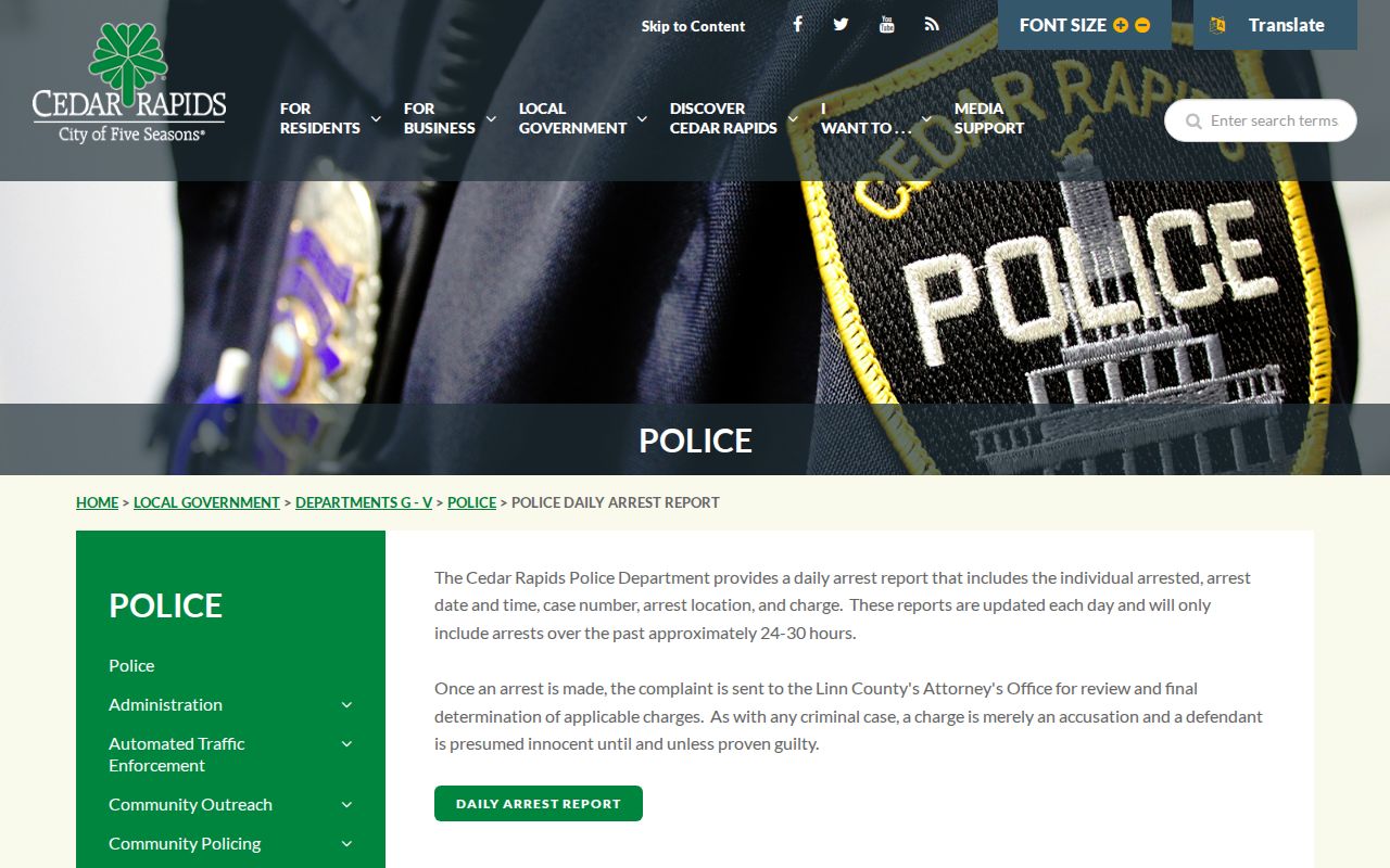 Cedar Rapids Police busted arrest report policy