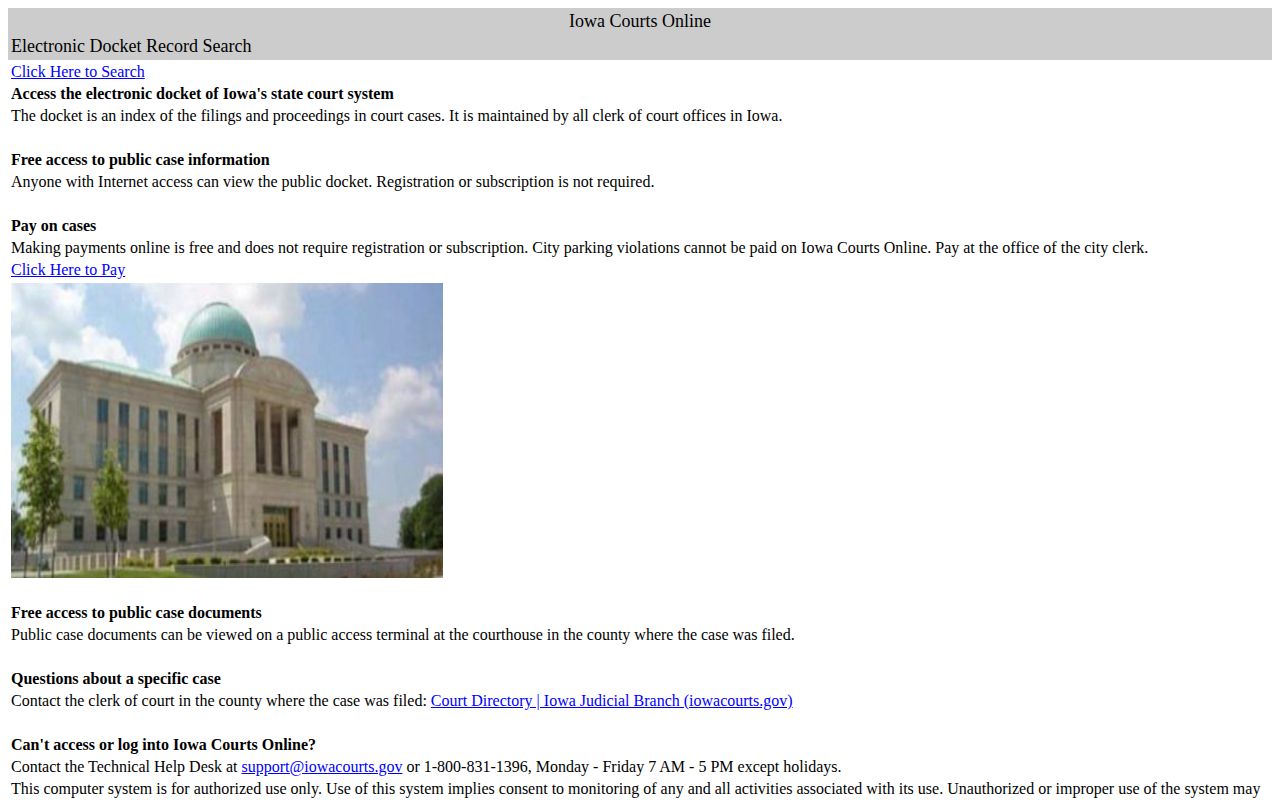 Iowa Courts Online case and disposition search